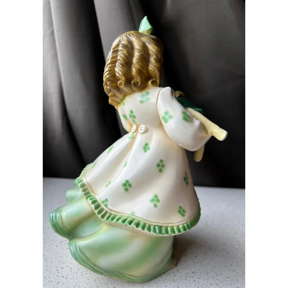 Signed Shull Ceramic Chalkware Girl with Doll 9” Figurine